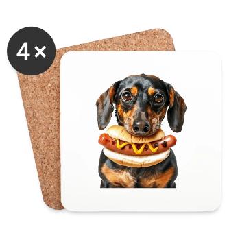 Hund - Untersetzer (4er-Set) - Weiß - Vorne