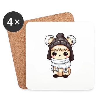 Bande dessinée Alpaga Winter Animal Baby Bande dessinée - Dessous de verre (lot de 4) - blanc - Devant