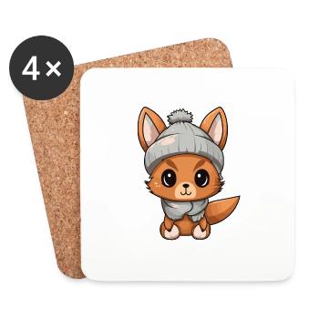 Squirrel Winter Animal Baby Comic - Coasters (set of 4) - white - Front