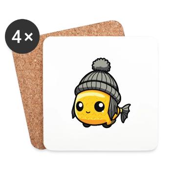 Fish Winter Animal Baby Anime - Coasters (set of 4) - white - Front