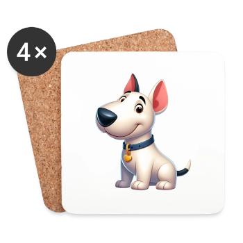 bull terrier 5 - Dessous de verre (lot de 4) - blanc - Devant