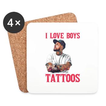 I Love Boys With Tattoos 5 - Untersetzer (4er-Set) - Weiß - Vorne