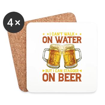 I Can't Walk On Water But I Can Stagger On Beer 2 - Untersetzer (4er-Set) - Weiß - Vorne