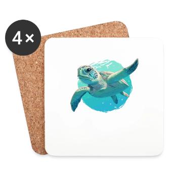 Sea Turtle Meeresschildkröten Meeresschildkröte - Untersetzer (4er-Set) - Weiß - Vorne