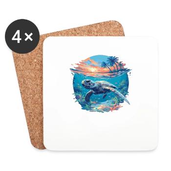 Sea Turtle Meeresschildkröten Meeresschildkröte - Untersetzer (4er-Set) - Weiß - Vorne