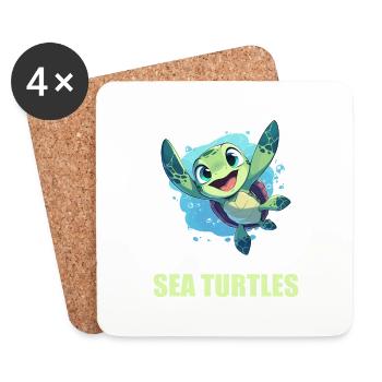 Sea Turtle Meeresschildkröten Meeresschildkröte - Untersetzer (4er-Set) - Weiß - Vorne