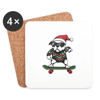 Dogo Argentino Hund Weihnachten Skateboard - Untersetzer (4er-Set) - Weiß - Vorne