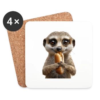 Suricate - Dessous de verre (lot de 4) - blanc - Devant