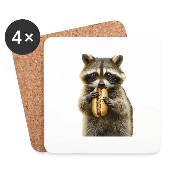 Waschbär - Untersetzer (4er-Set) - Weiß - Vorne