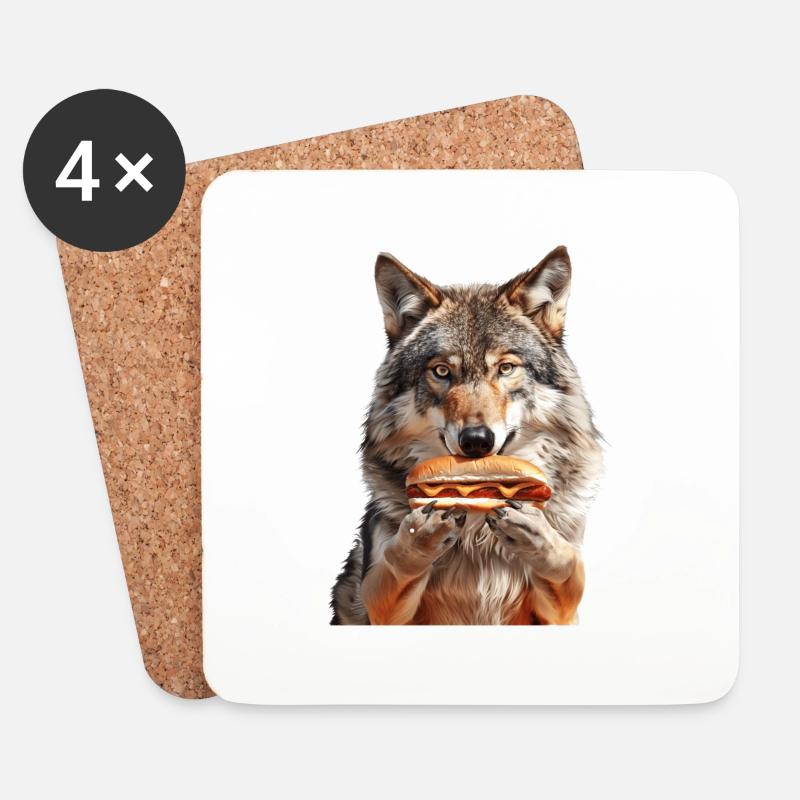 Wolf - Untersetzer (4er-Set) - Weiß