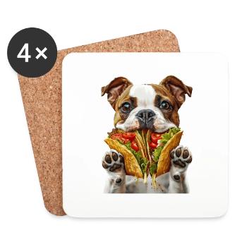 Chien - Dessous de verre (lot de 4) - blanc - Devant