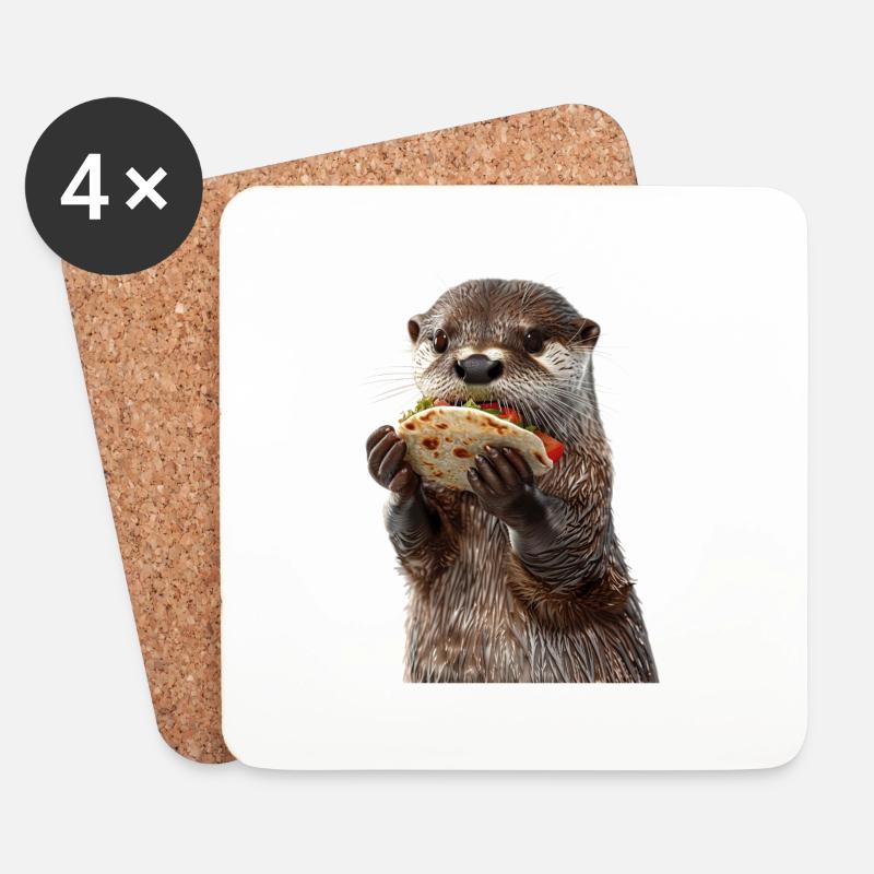 Otter - Untersetzer (4er-Set) - Weiß