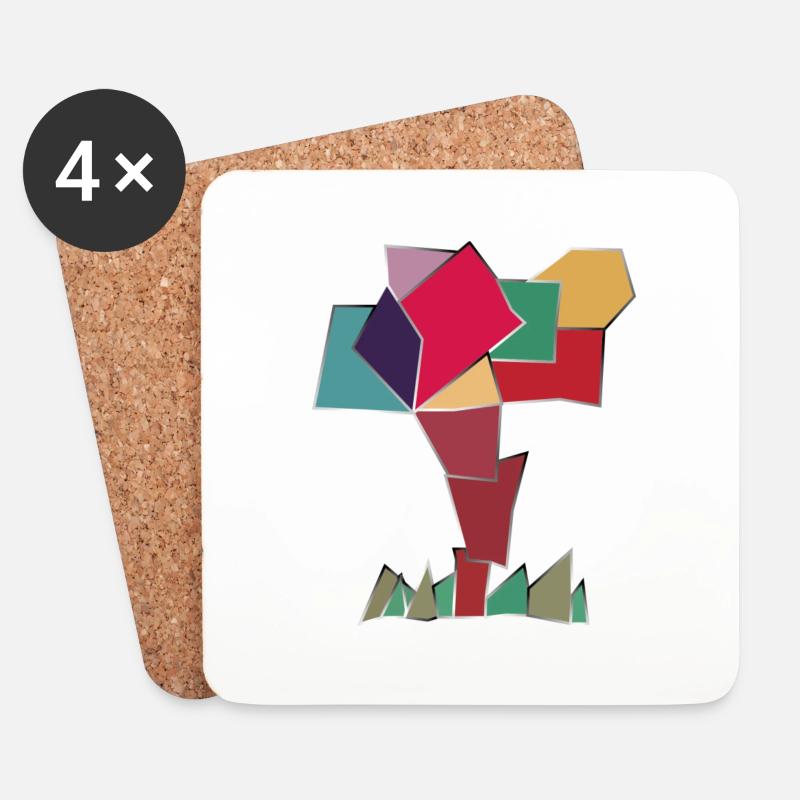 Glücklicher Baum - Untersetzer (4er-Set) - Weiß