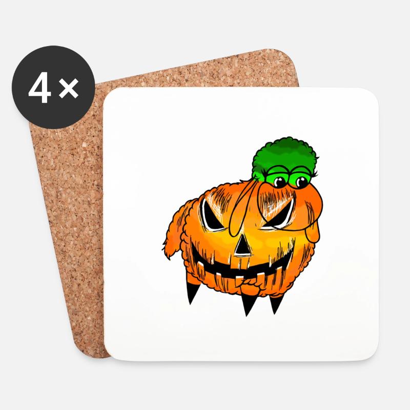 Wolly Sheepling Halloween Kürbis - Untersetzer (4er-Set) - Weiß