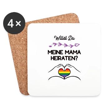 Heiratsantrag Kinder Willst Du Mama Heiraten - Untersetzer (4er-Set) - Weiß - Vorne