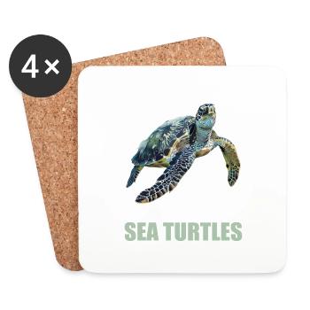 Sea Turtle Meeresschildkröten Meeresschildkröte - Untersetzer (4er-Set) - Weiß - Vorne