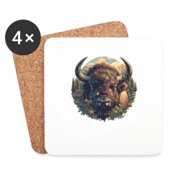 Bisons Bison - Coasters (set of 4) - white - Front