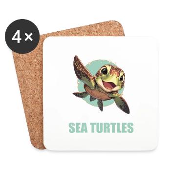 Sea Turtle Meeresschildkröten Meeresschildkröte - Untersetzer (4er-Set) - Weiß - Vorne
