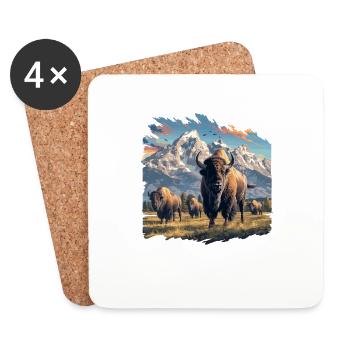Bisons Bison - Coasters (set of 4) - white - Front