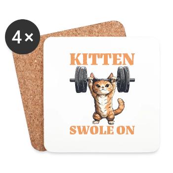 Kitten My Swole On - Untersetzer (4er-Set) - Weiß - Vorne