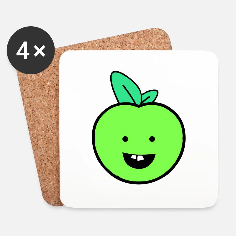 apfel smile - Untersetzer (4er-Set) - Weiß