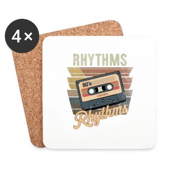 cassette rythme année 80 - Dessous de verre (lot de 4) - blanc - Devant