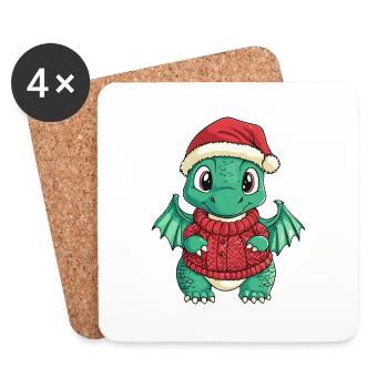 Bande dessinée Dragon Noël - Dessous de verre (lot de 4) - blanc - Devant