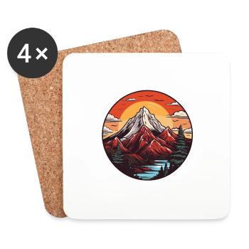 Mountains Landscape Nature - Coasters (set of 4) - white - Front