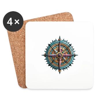 Kompass Symbol - Untersetzer (4er-Set) - Weiß - Vorne