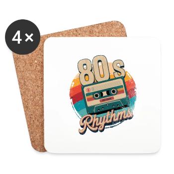 cassette rythme année 80 - Dessous de verre (lot de 4) - blanc - Devant
