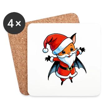 Fledermaus Weihnachten - Untersetzer (4er-Set) - Weiß - Vorne