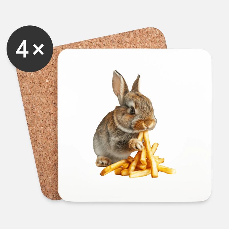 Kaninchen - Untersetzer (4er-Set) - Weiß