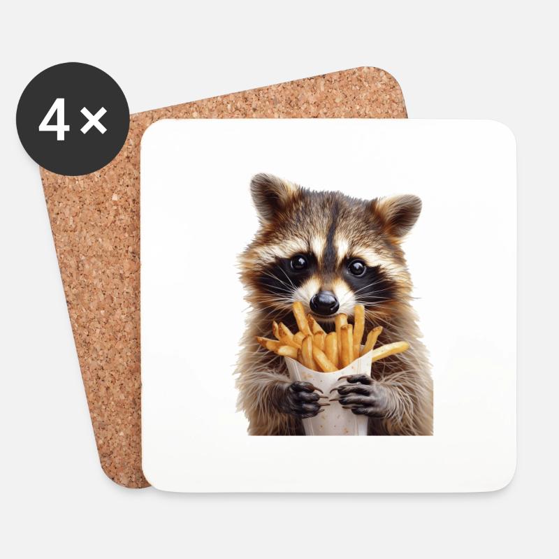 Waschbär - Untersetzer (4er-Set) - Weiß