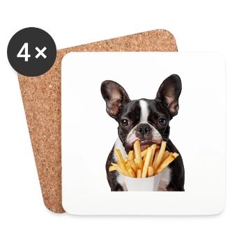 Boston Terrier - Dessous de verre (lot de 4) - blanc - Devant