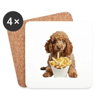 Caniche - Dessous de verre (lot de 4) - blanc - Devant