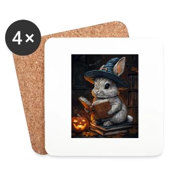 Cadeau d’Halloween Femmes Lapin Hommes Enfants Décoration - Dessous de verre (lot de 4) - blanc - Devant