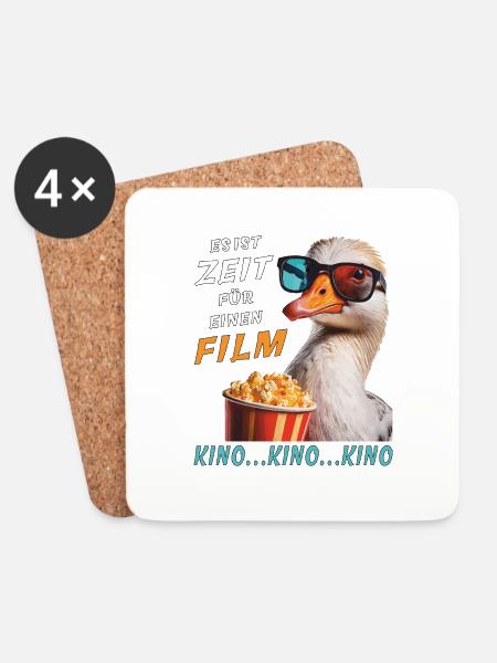 GANS ES IST ZEIT FÜR EINEN FILM - Untersetzer (4er-Set) - Weiß