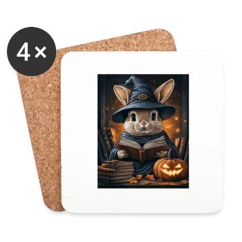 Cadeau d’Halloween Femmes Lapin Hommes Enfants Décoration - Dessous de verre (lot de 4) - blanc - Devant