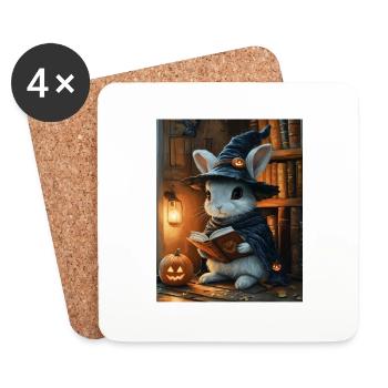 Cadeau d’Halloween Femmes Lapin Hommes Enfants Décoration - Dessous de verre (lot de 4) - blanc - Devant