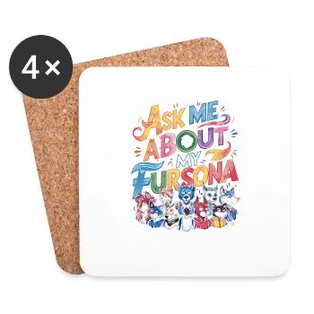 Ask me about my fursona - Coasters (set of 4) - white - Front