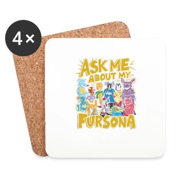 Ask me about my fursona - Coasters (set of 4) - white - Front