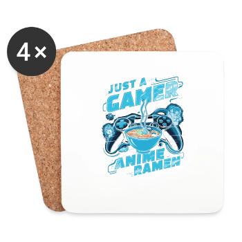 Joueur, amateur d’anime et fan de ramen - Dessous de verre (lot de 4) - blanc - Devant
