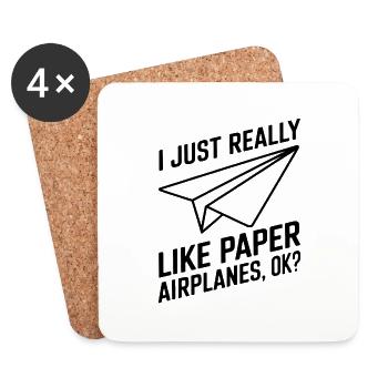 Papierflieger Spruch Witz Papierflugzeug Geschenk - Untersetzer (4er-Set) - Weiß - Vorne
