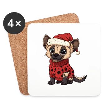 Bande dessinée de Noël de hyène - Dessous de verre (lot de 4) - blanc - Devant