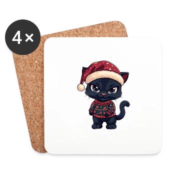 Panther Christmas Comic - Coasters (set of 4) - white - Front