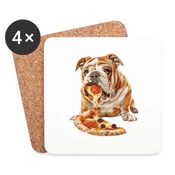 Bulldogge - Untersetzer (4er-Set) - Weiß - Vorne