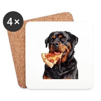 Rottweiler - Dessous de verre (lot de 4) - blanc - Devant