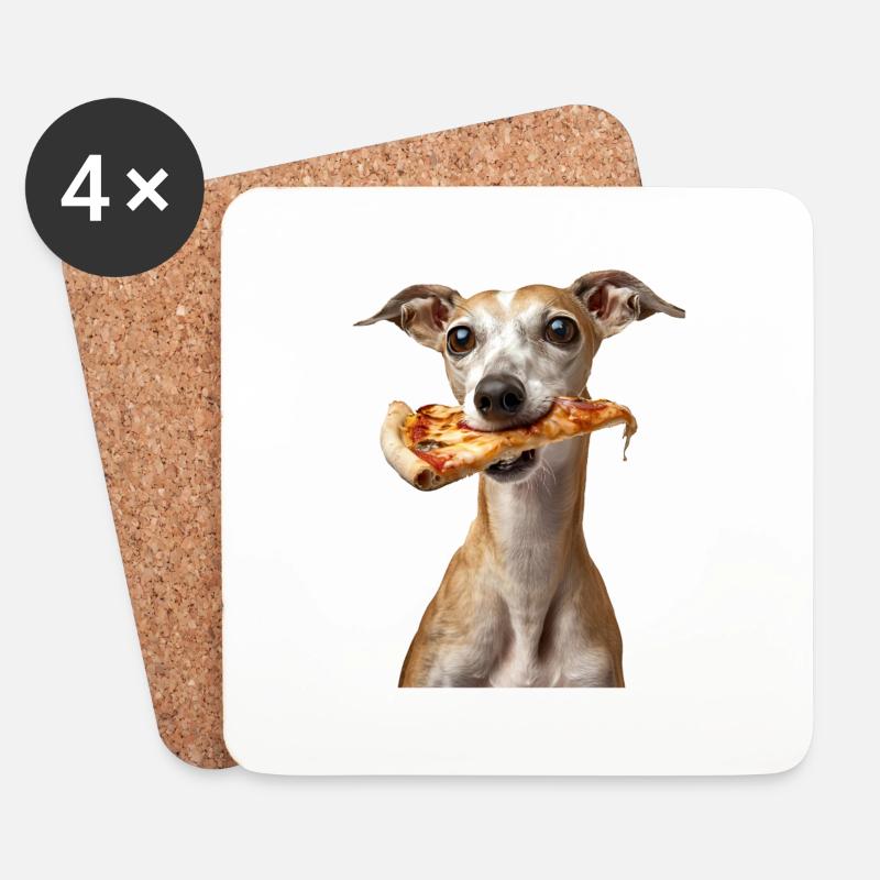Whippet - Untersetzer (4er-Set) - Weiß