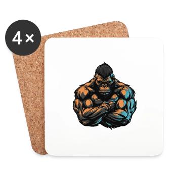 Gorilla Muscles Bodybuilding - Coasters (set of 4) - white - Front