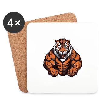 Gymnase d’entraînement Tiger Muscles - Dessous de verre (lot de 4) - blanc - Devant